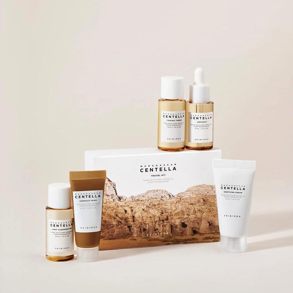 Kit de Viagem Centella Asiática Hidratante – 5 Itens para Cuidados com a Pele, Reduz Secura e Acalma a Pele