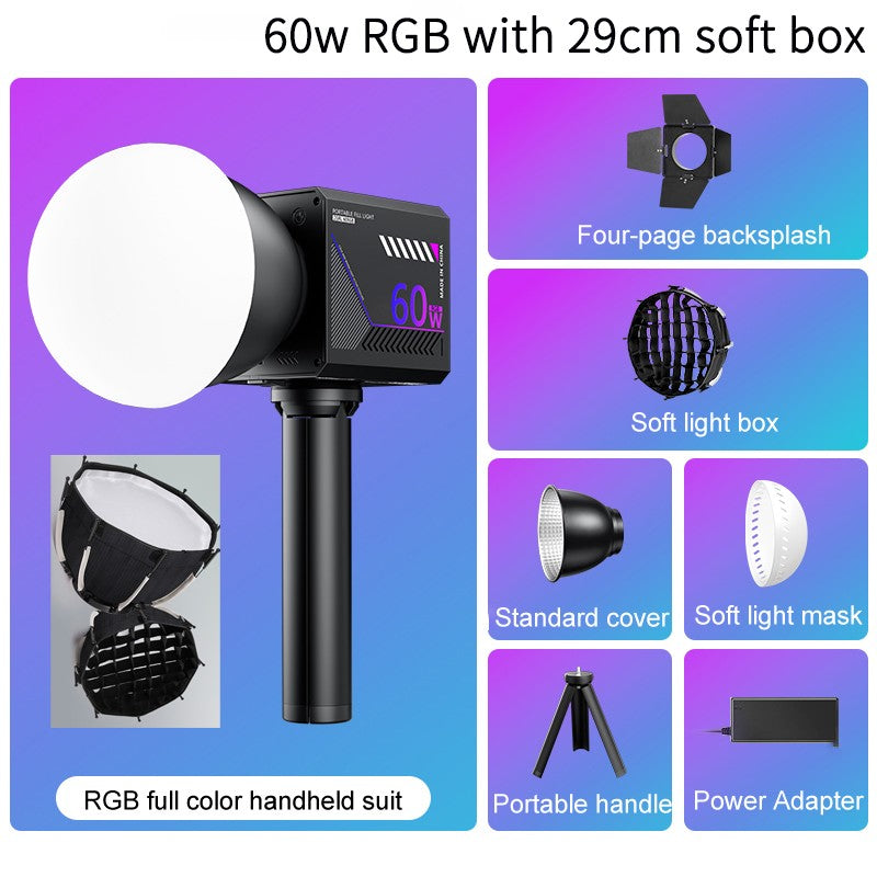Luz de Vídeo LED RGB Portátil Recarregável 10000mAh para Vlog, Live e Fotos