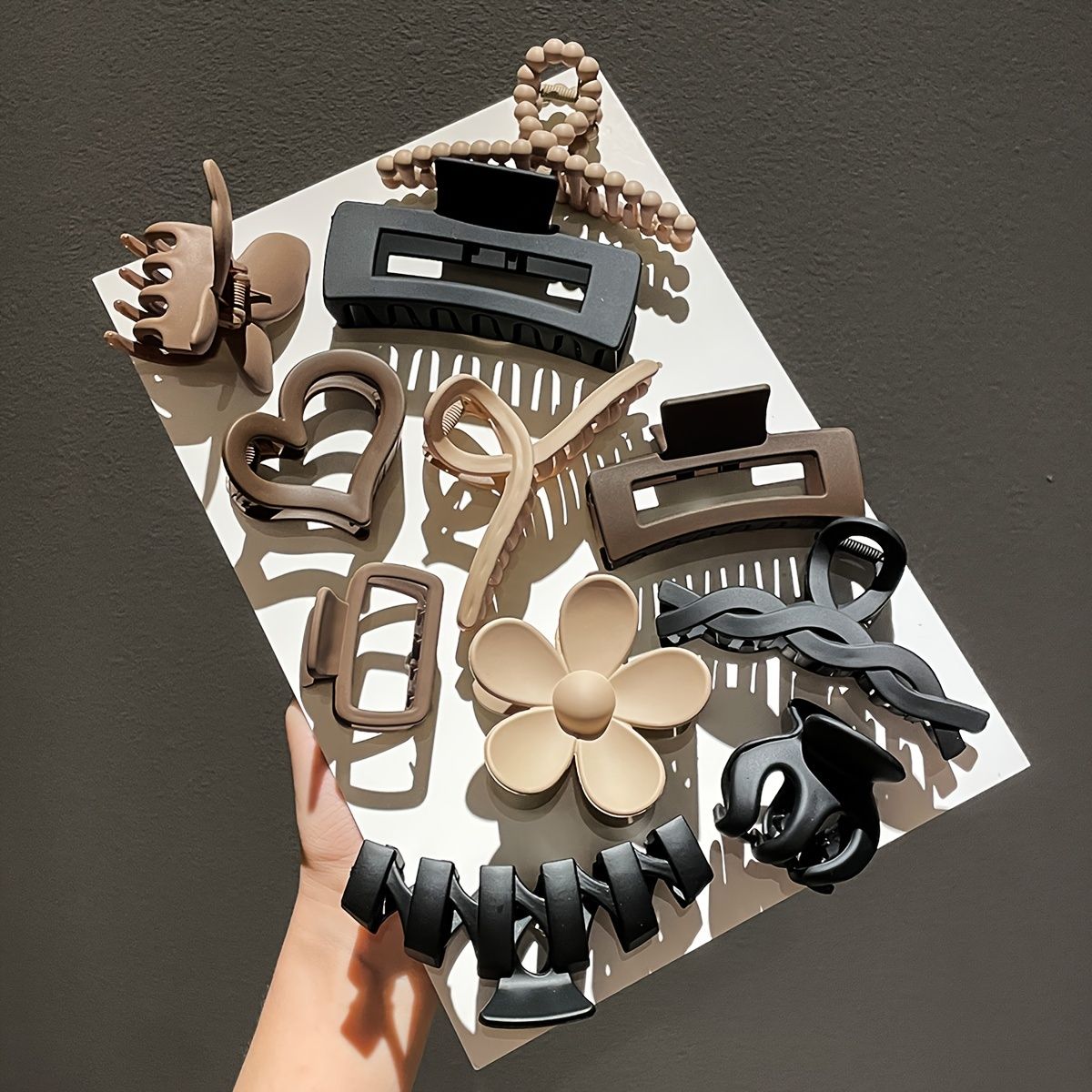 Kit 11 Presilhas de Cabelo Foscas Estilo Garra para Penteados