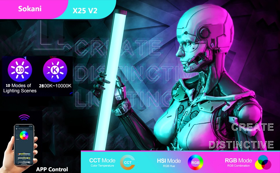 SOKANI X8 / X15 / X25 RGB – Bastão de Luz LED para Foto, Vídeo e Streaming