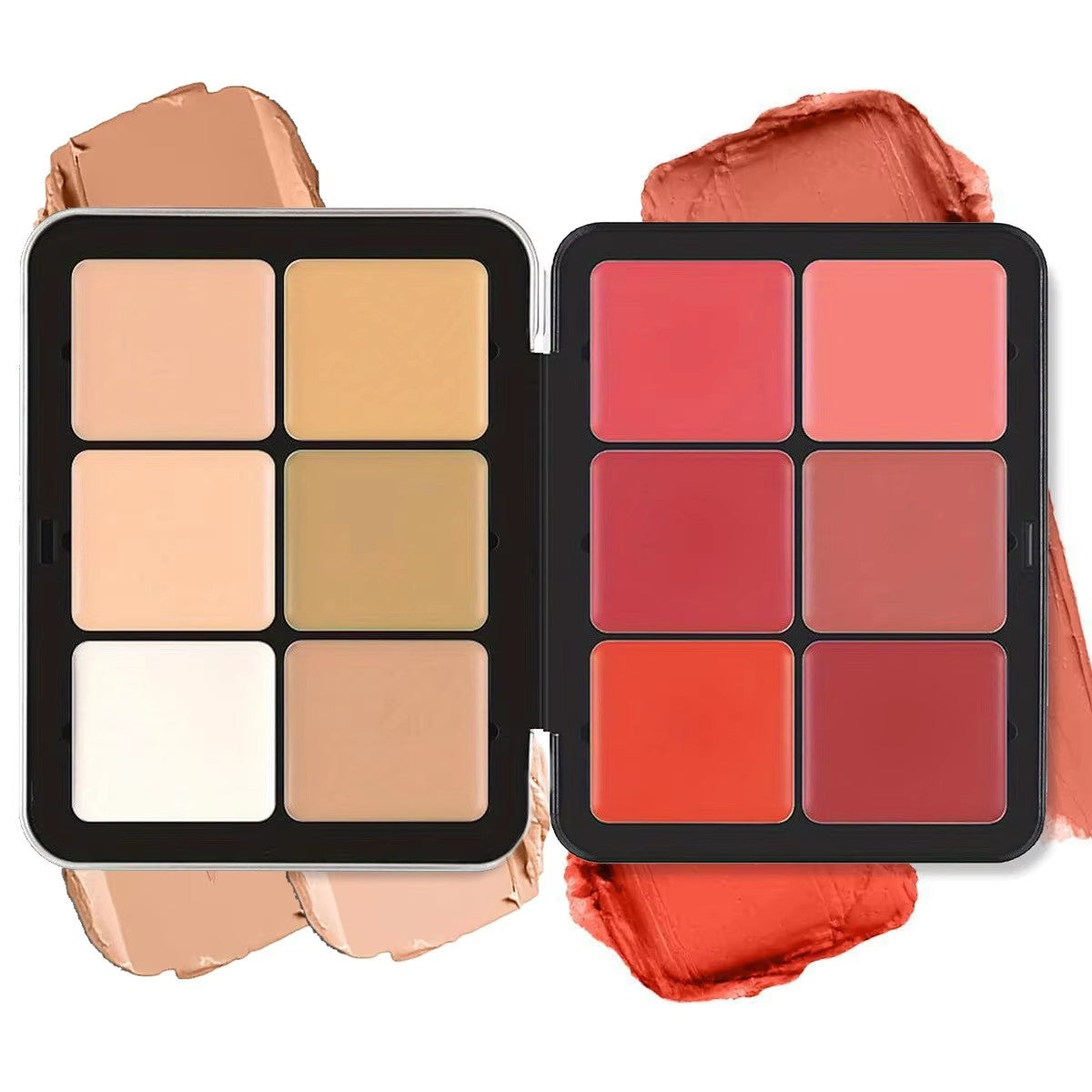 Paleta 12 Cores Creme – Corretivo, Blush e Contorno Matte em Estojo Metálico
