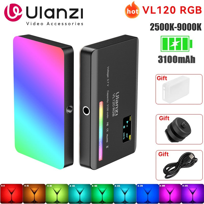 Ulanzi VL120 RGB Luz LED Portátil 2500K–9000K Recarregável para Vídeo e Foto