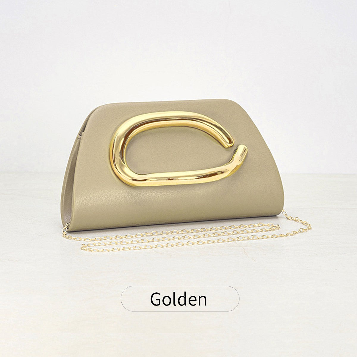 Clutch Feminina Box com Fivela Dourada – Bolsa de Festa Elegante