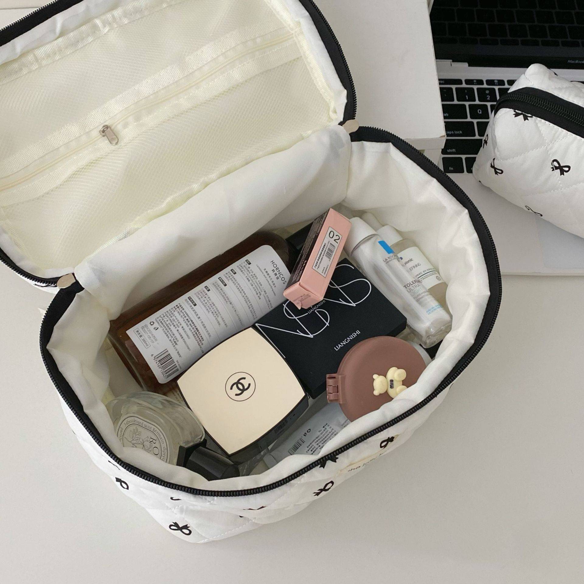 Necessaire Feminina Estampa Cereja – Bolsa Porta Maquiagem Portátil