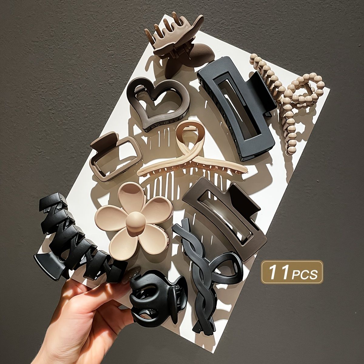 Kit 11 Presilhas de Cabelo Foscas Estilo Garra para Penteados