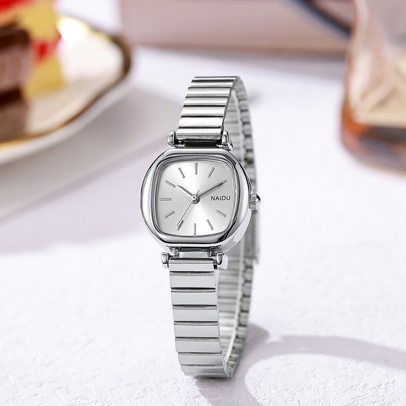Relógio Feminino Quadrado em Aço Inoxidável – Quartzo Elegante e Minimalista