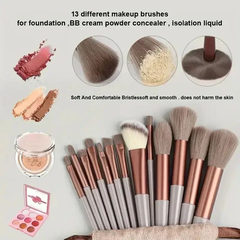 Kit Profissional de Pincéis de Maquiagem com Esponja e Necessaire – 13 a 16 Peças