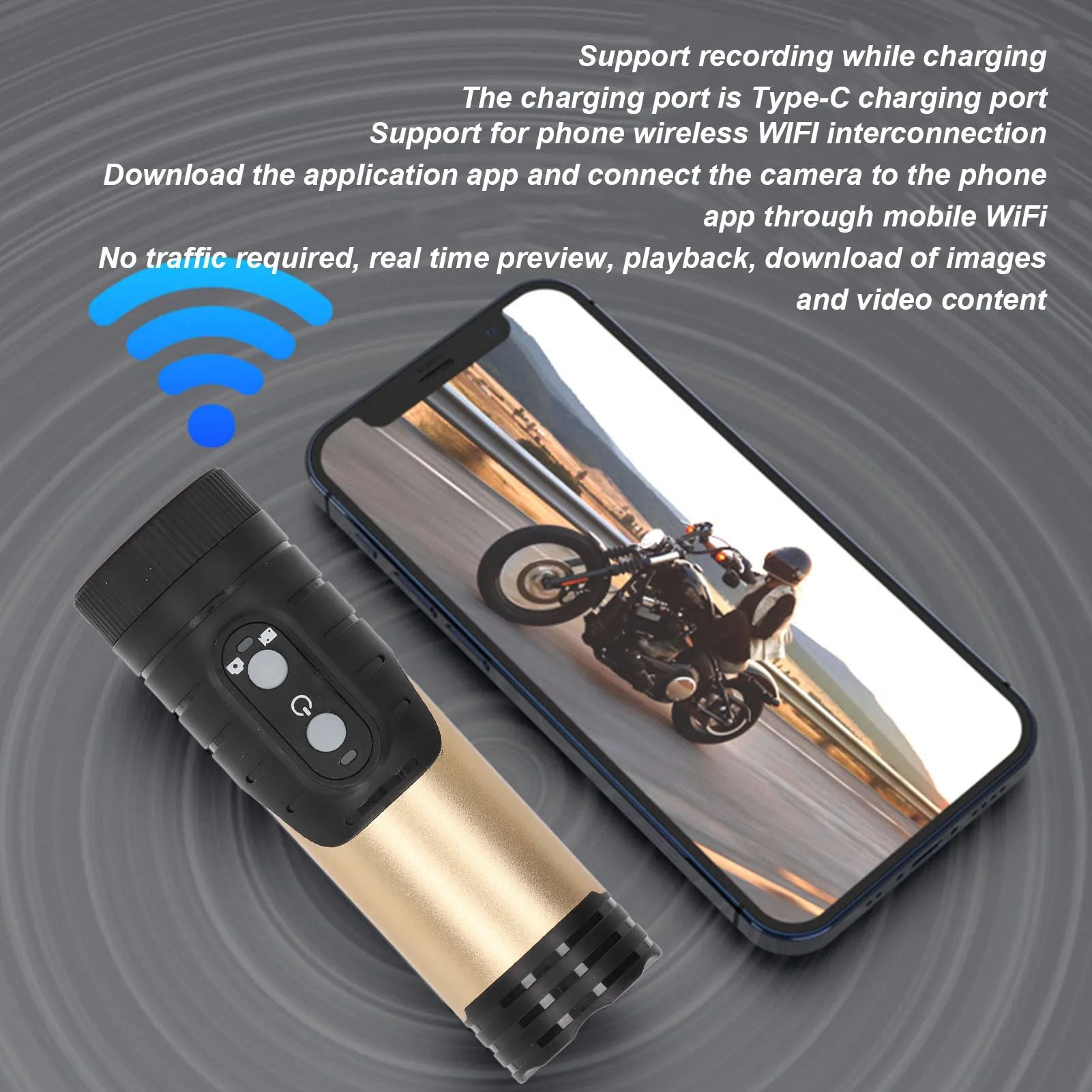 Câmera de Capacete Full HD 1080P Wi-Fi com Lanterna e Estabilização – Moto e Bike