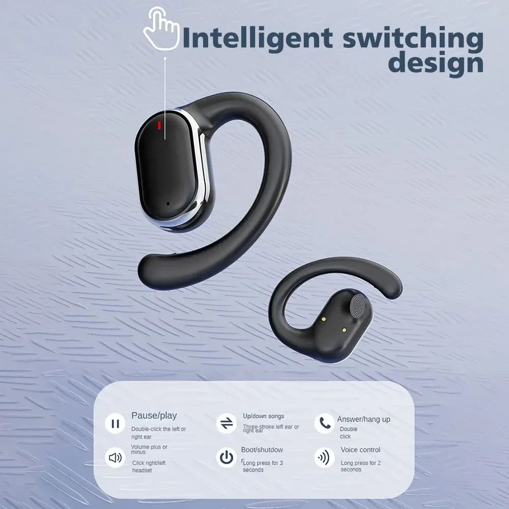 Fone Bluetooth 5.3 Earhook Esportivo com Microfone e Estojo de Carga
