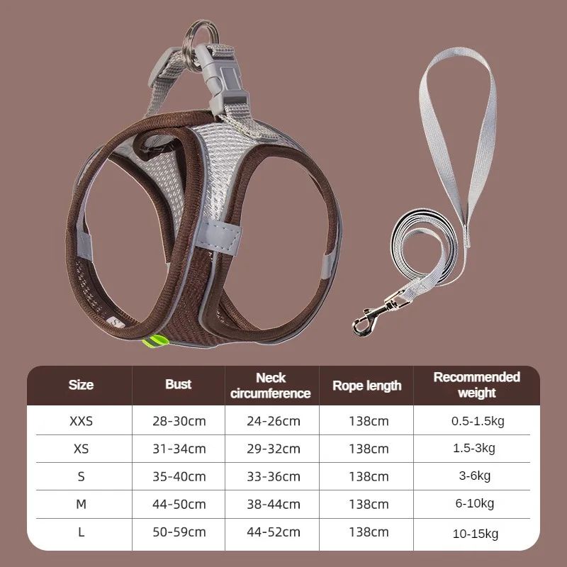 Peitoral Colete Pet Ajustável com Guia – Respirável, Refletivo e Seguro