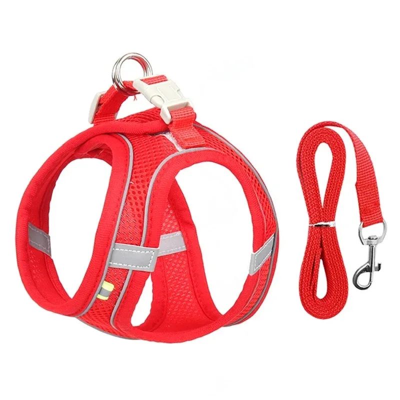 Peitoral Colete Pet Ajustável com Guia – Respirável, Refletivo e Seguro