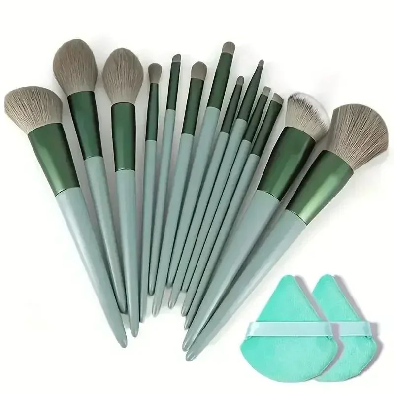 Kit Profissional de Pincéis de Maquiagem com Esponja e Necessaire – 13 a 16 Peças