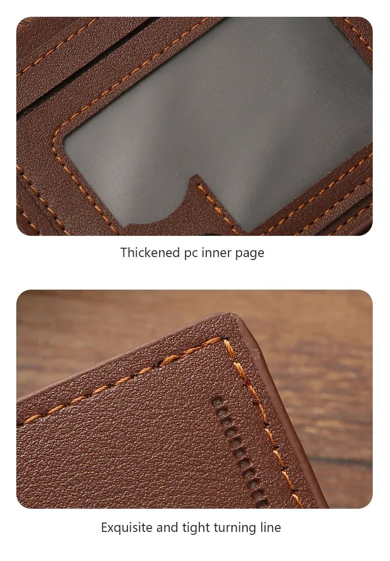 Carteira Masculina Slim em Couro PU Dobrável Minimalista