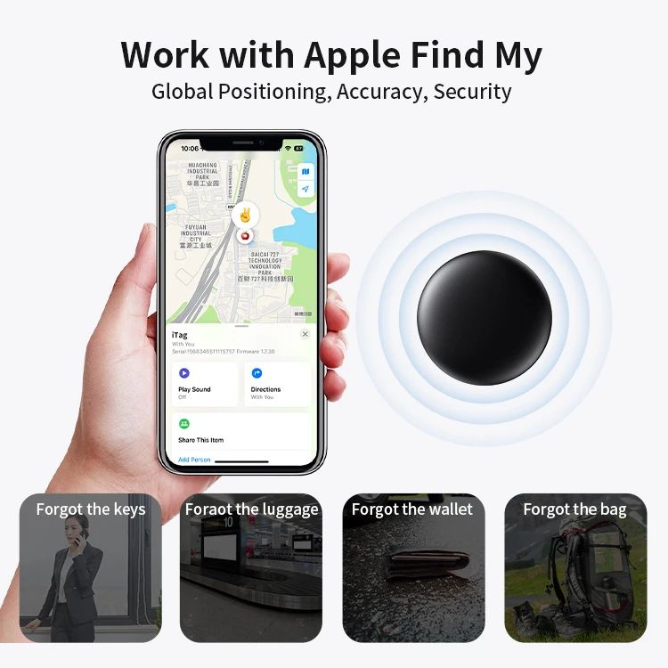 Rastreador Bluetooth Compatível com Find My para Chaves, Bolsa e Bagagem