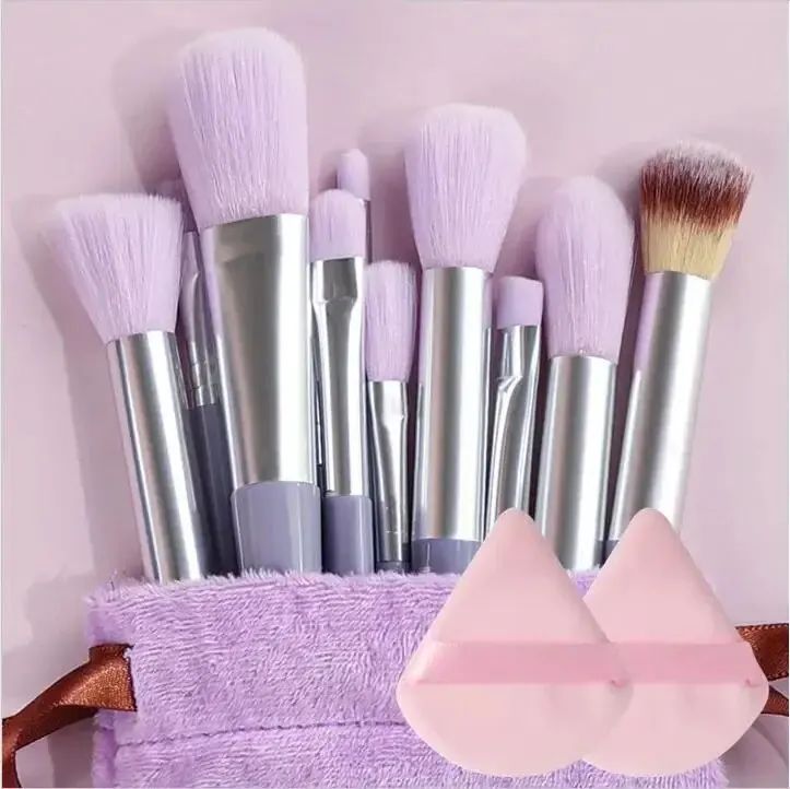 Kit Profissional de Pincéis de Maquiagem com Esponja e Necessaire – 13 a 16 Peças