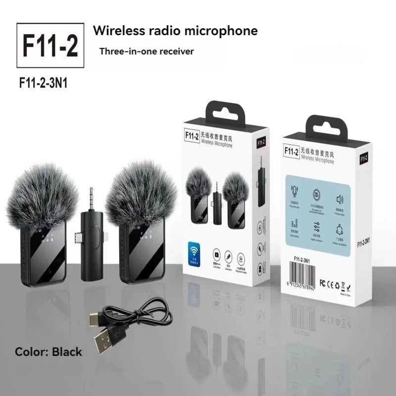 Microfone Lapela Sem Fio 3 em 1 para iPhone, Android e Câmera – Alta Qualidade