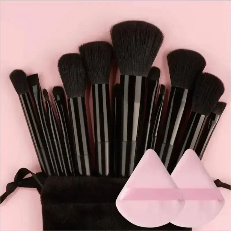 Kit Profissional de Pincéis de Maquiagem com Esponja e Necessaire – 13 a 16 Peças