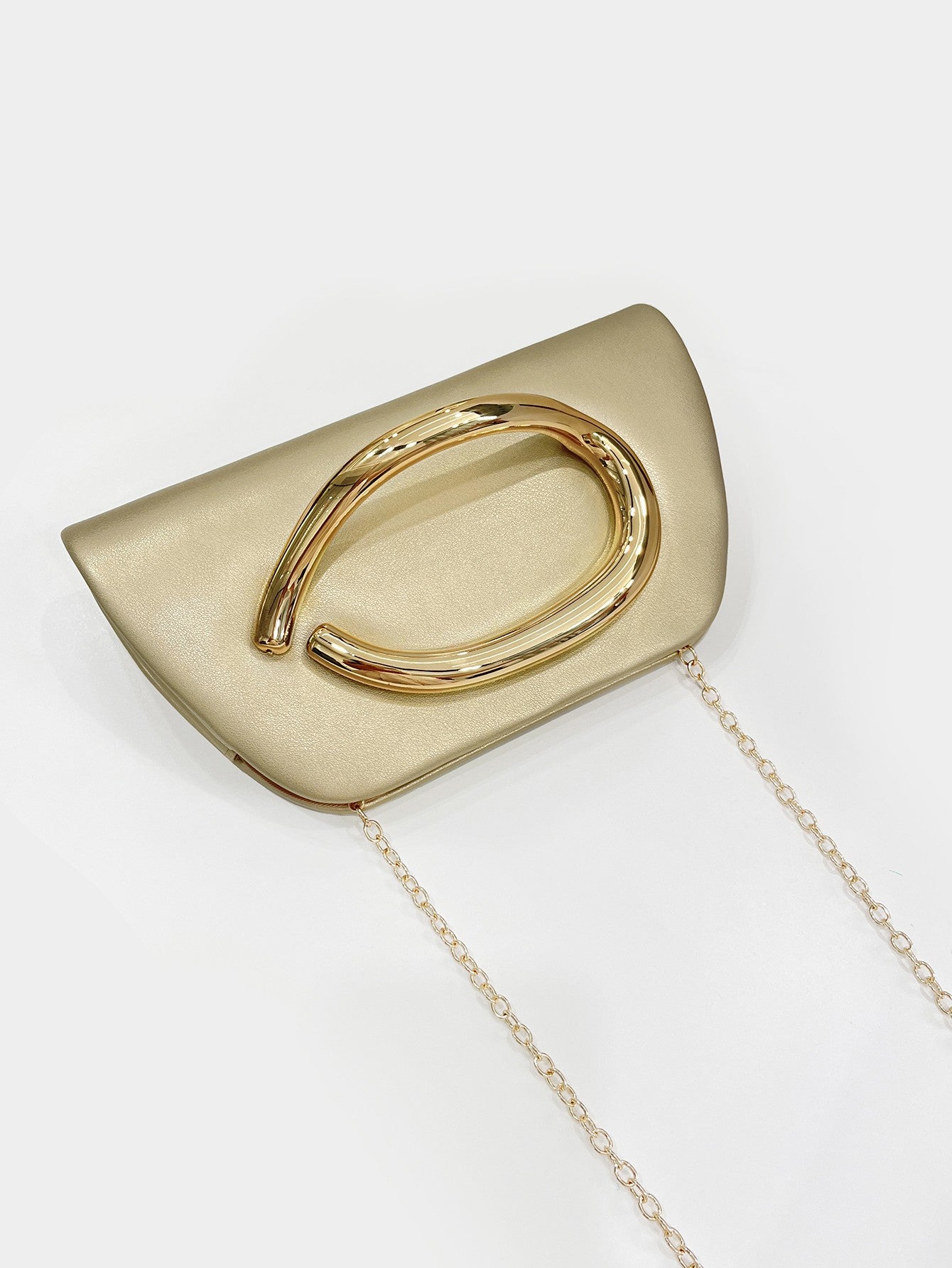 Clutch Feminina Box com Fivela Dourada – Bolsa de Festa Elegante