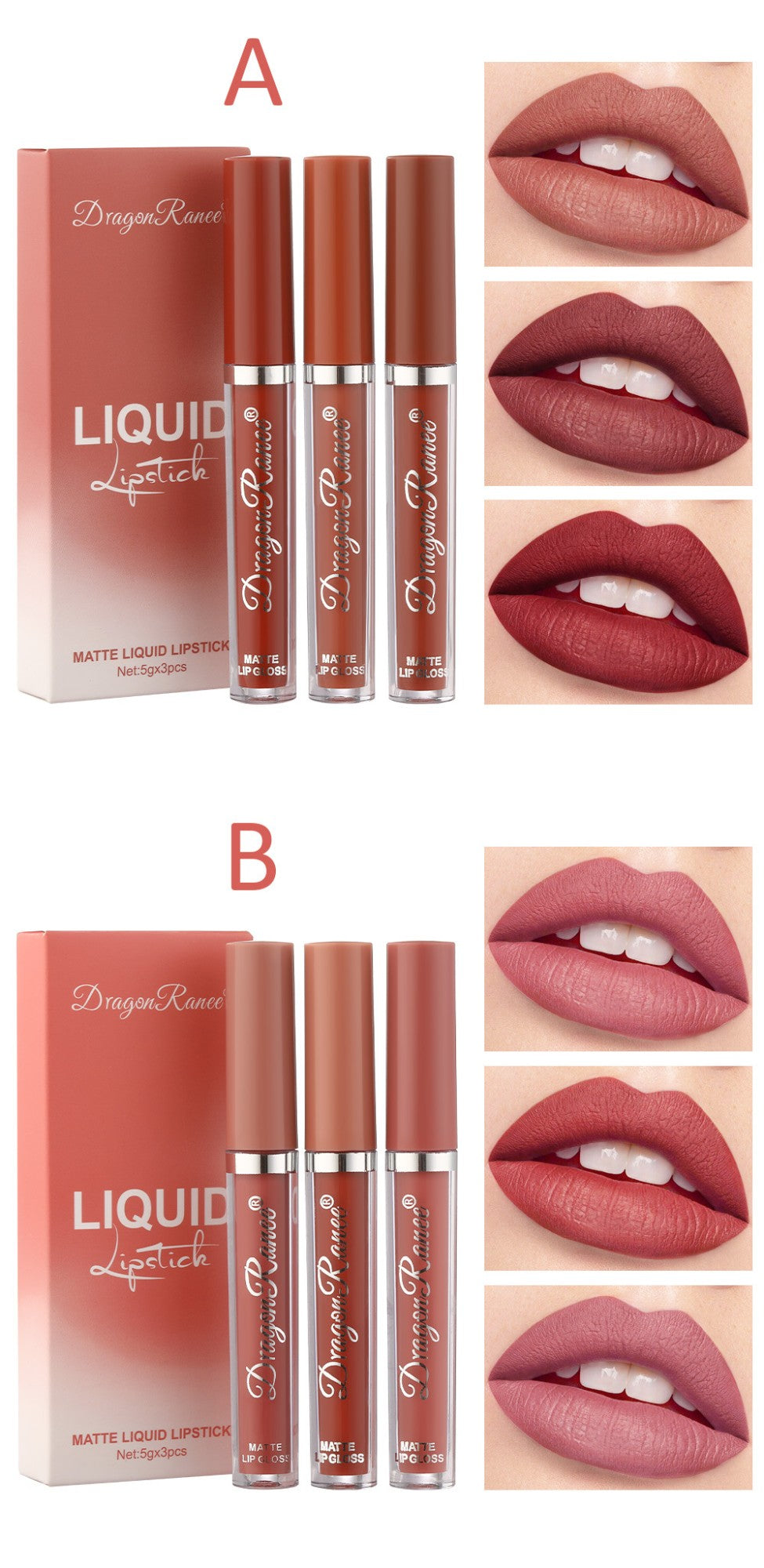 Kit 3 Batons Líquidos Matte – Longa Duração e À Prova d’Água