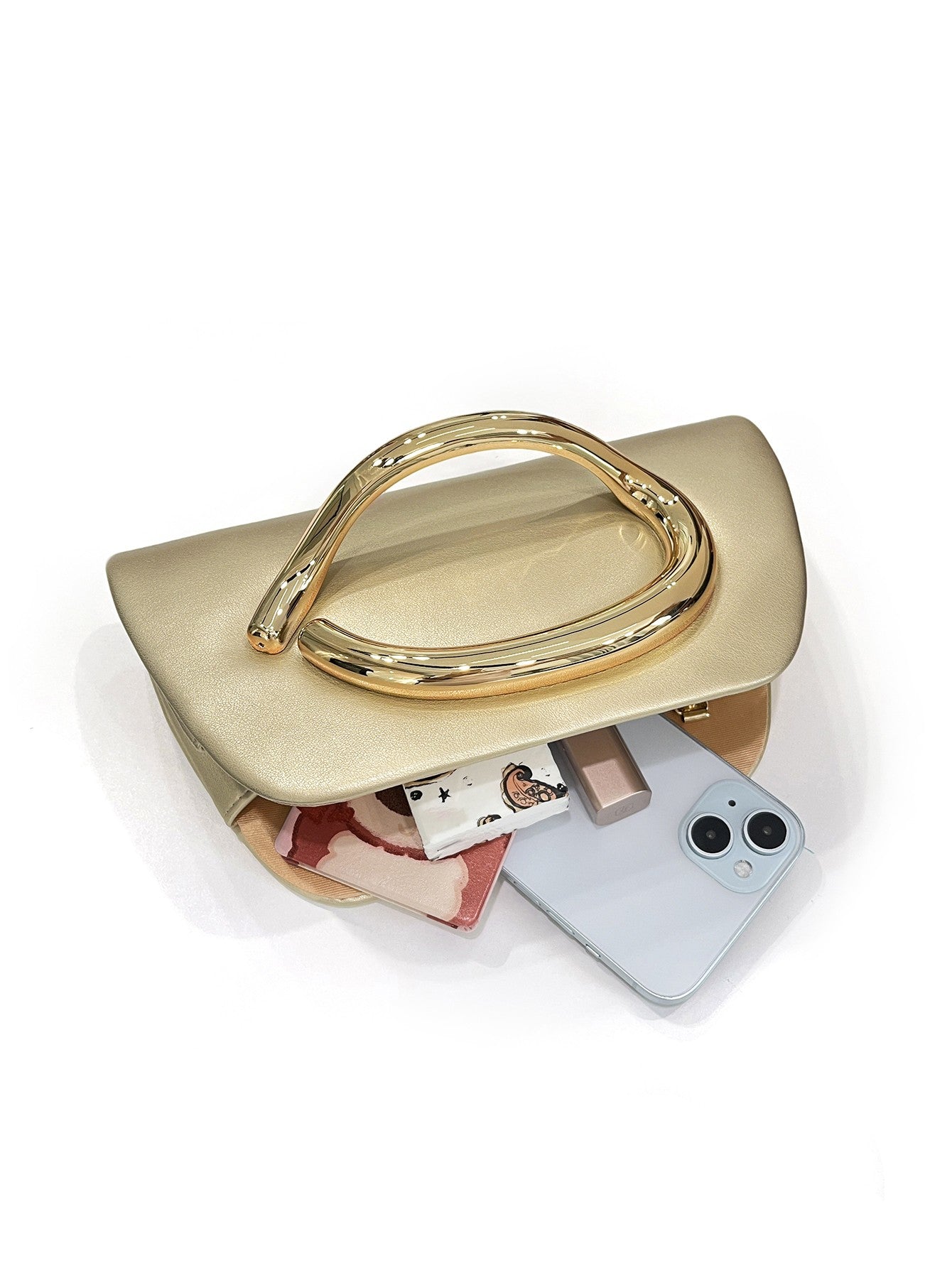 Clutch Feminina Box com Fivela Dourada – Bolsa de Festa Elegante