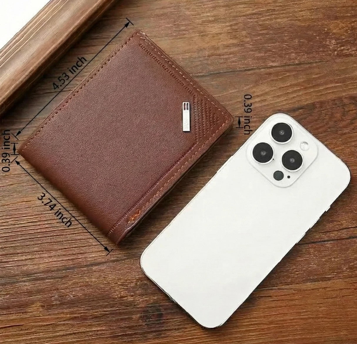 Carteira Masculina Slim em Couro PU Dobrável Minimalista