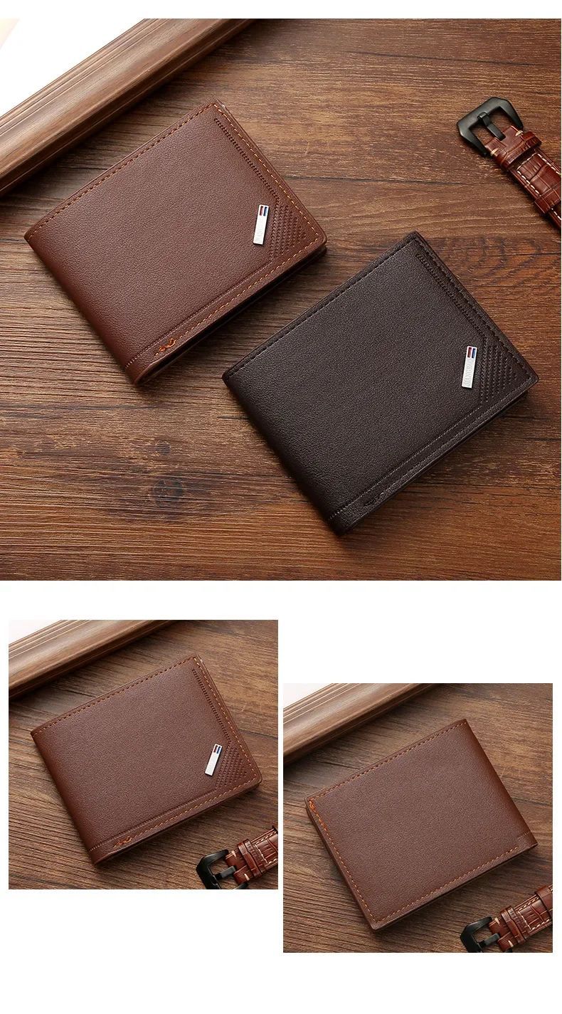 Carteira Masculina Slim em Couro PU Dobrável Minimalista