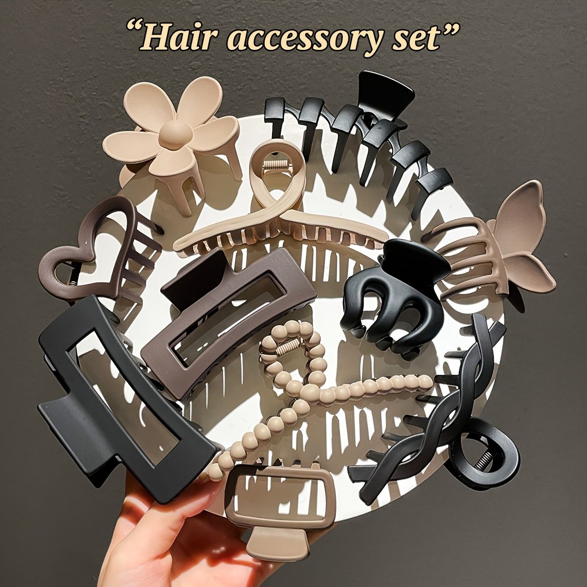 Kit 11 Presilhas de Cabelo Foscas Estilo Garra para Penteados