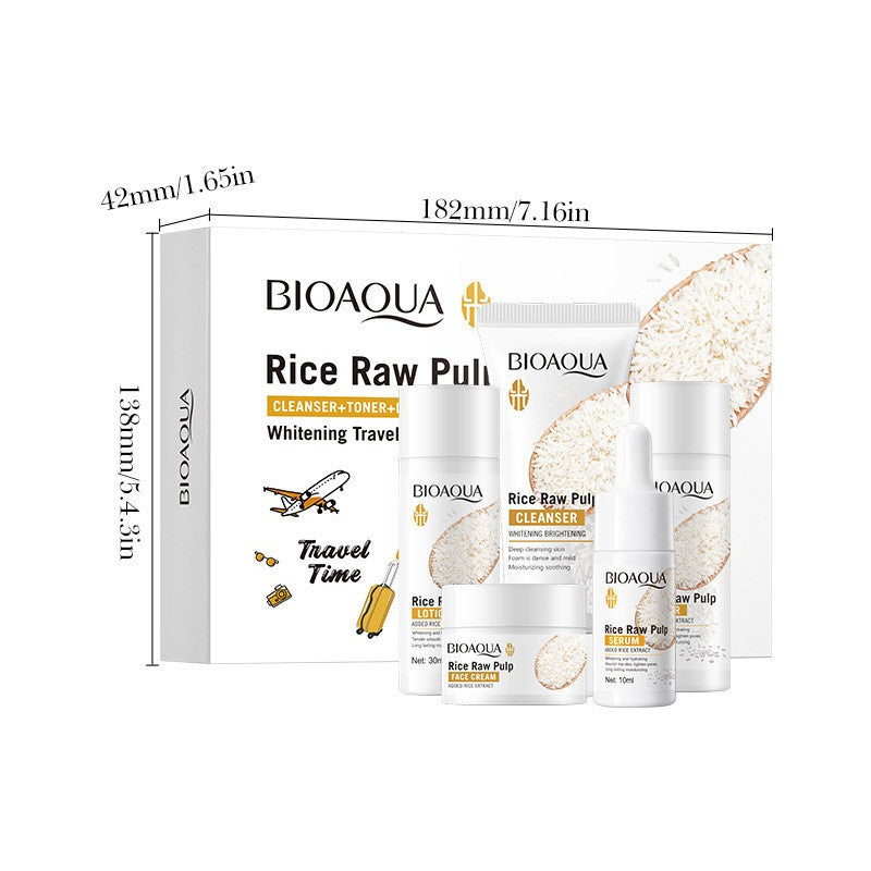 Kit BIOAOUA Arroz Clareador 5 Peças – Limpeza, Hidratação e Iluminação Facial