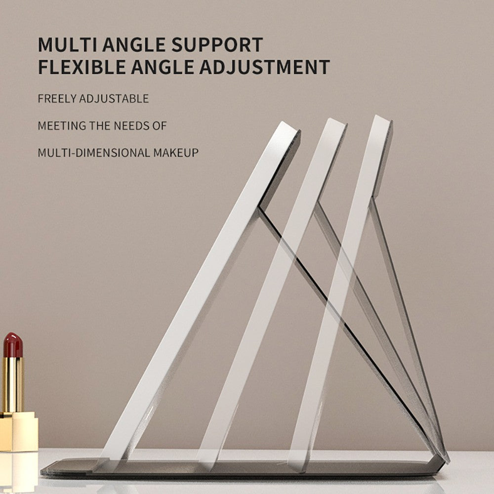 Espelho de Maquiagem LED Dobrável Recarregável com 3 Tons de Luz