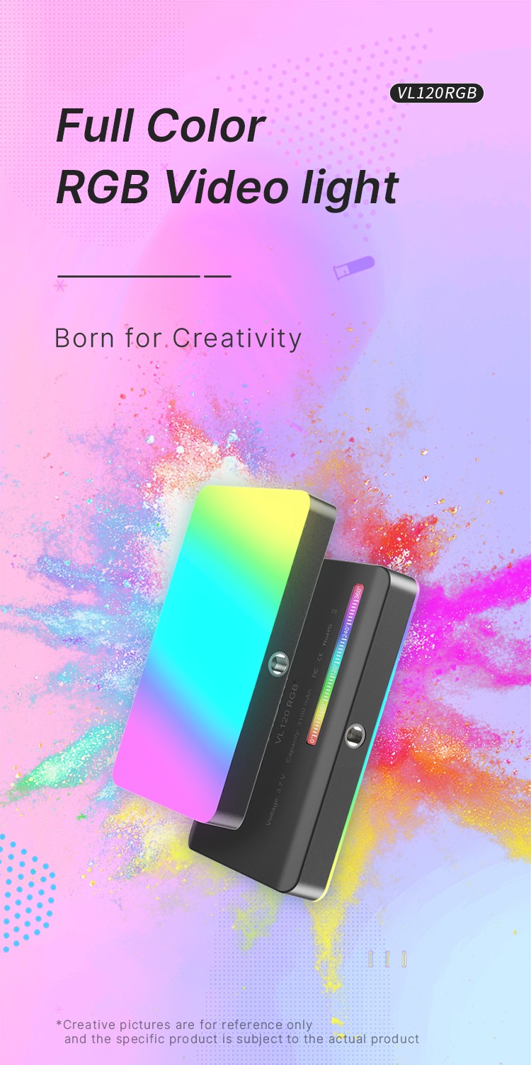 Ulanzi VL120 RGB Luz LED Portátil 2500K–9000K Recarregável para Vídeo e Foto