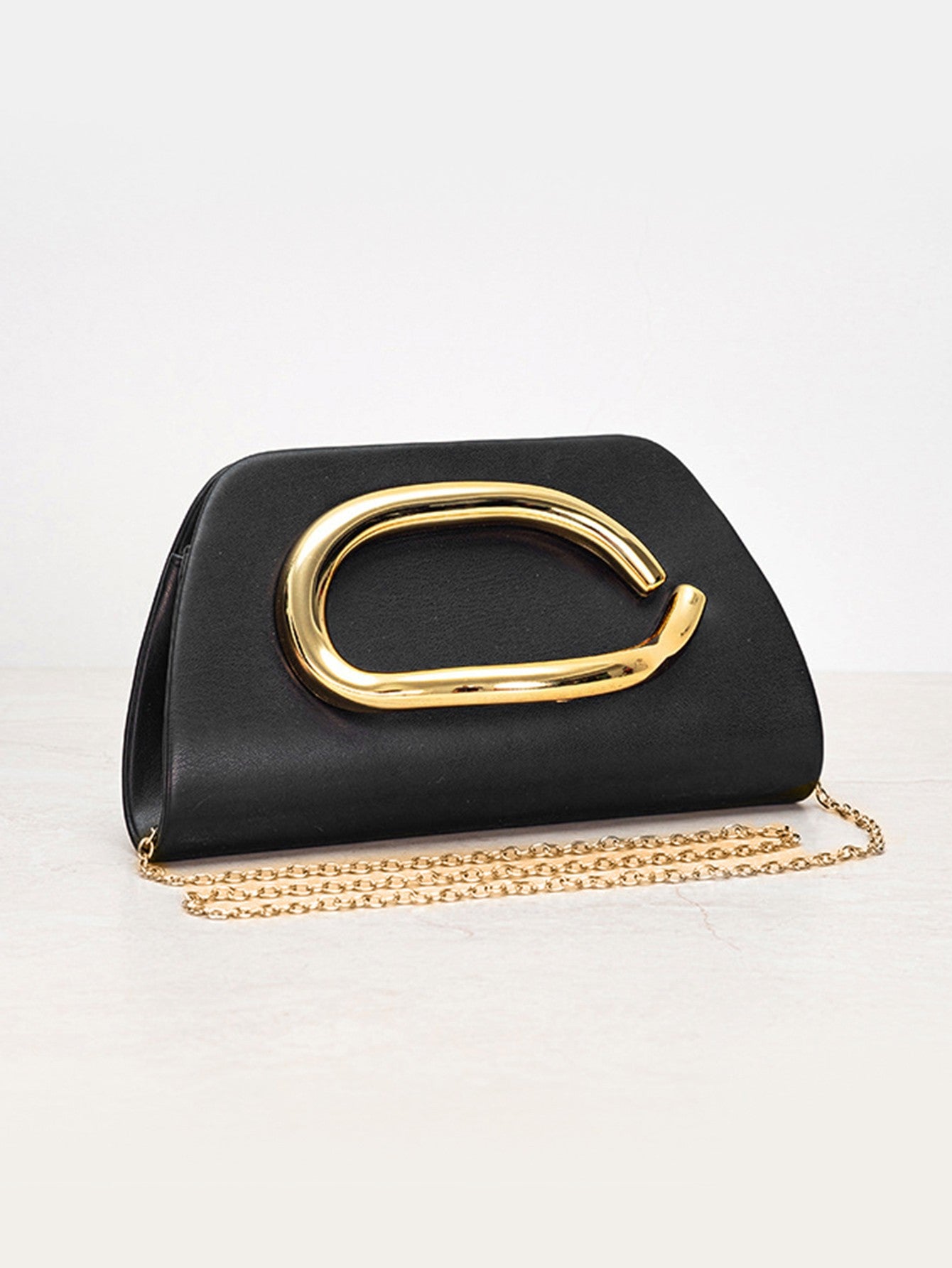 Clutch Feminina Box com Fivela Dourada – Bolsa de Festa Elegante