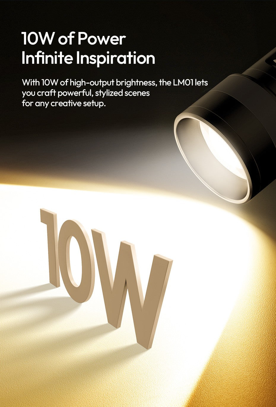 Ulanzi LM01 Luz LED RGB de Projeção com Gobos e Bateria 7500mAh para Vídeo