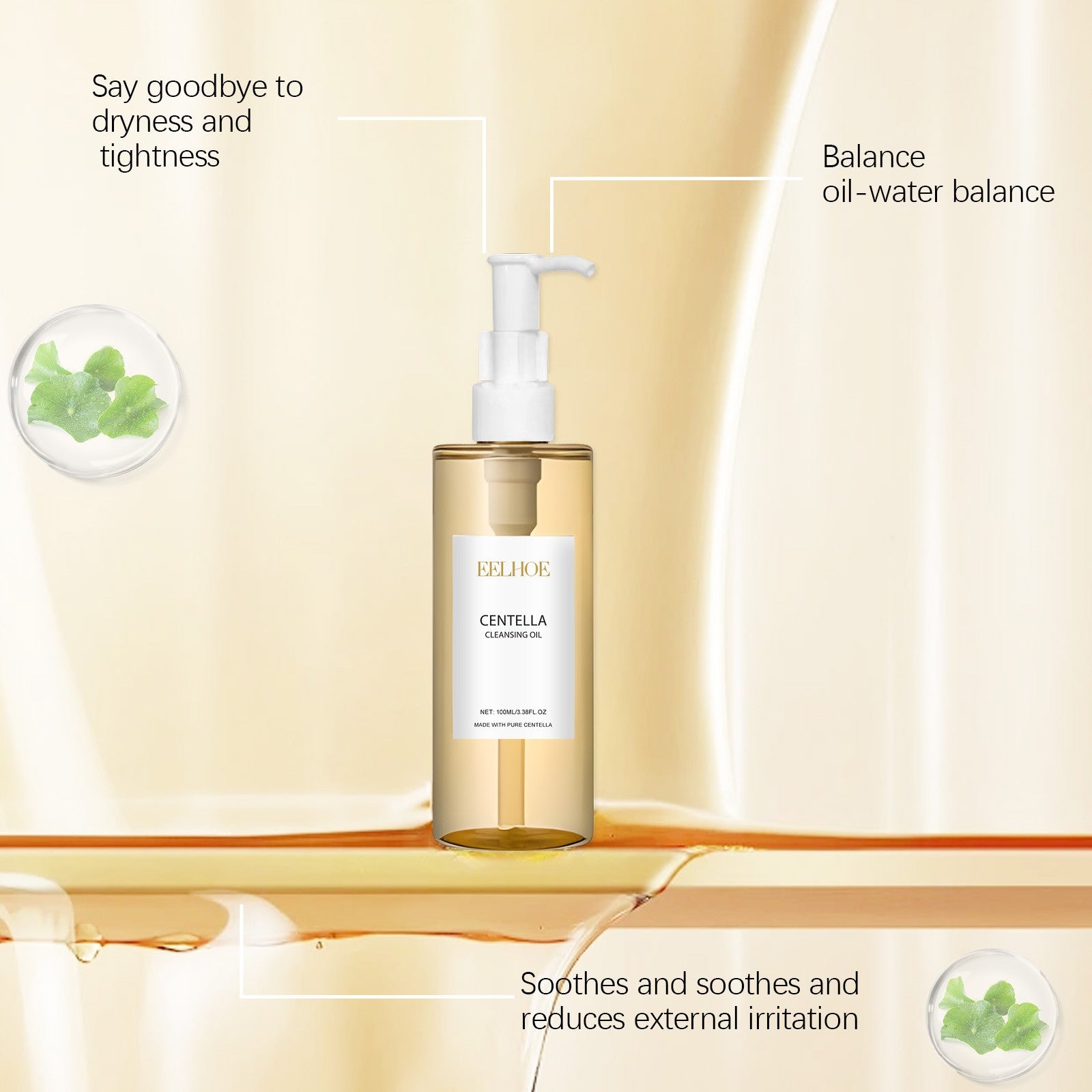 Óleo de Limpeza Facial Centella 100ml – Removedor de Maquiagem com Vitamina E