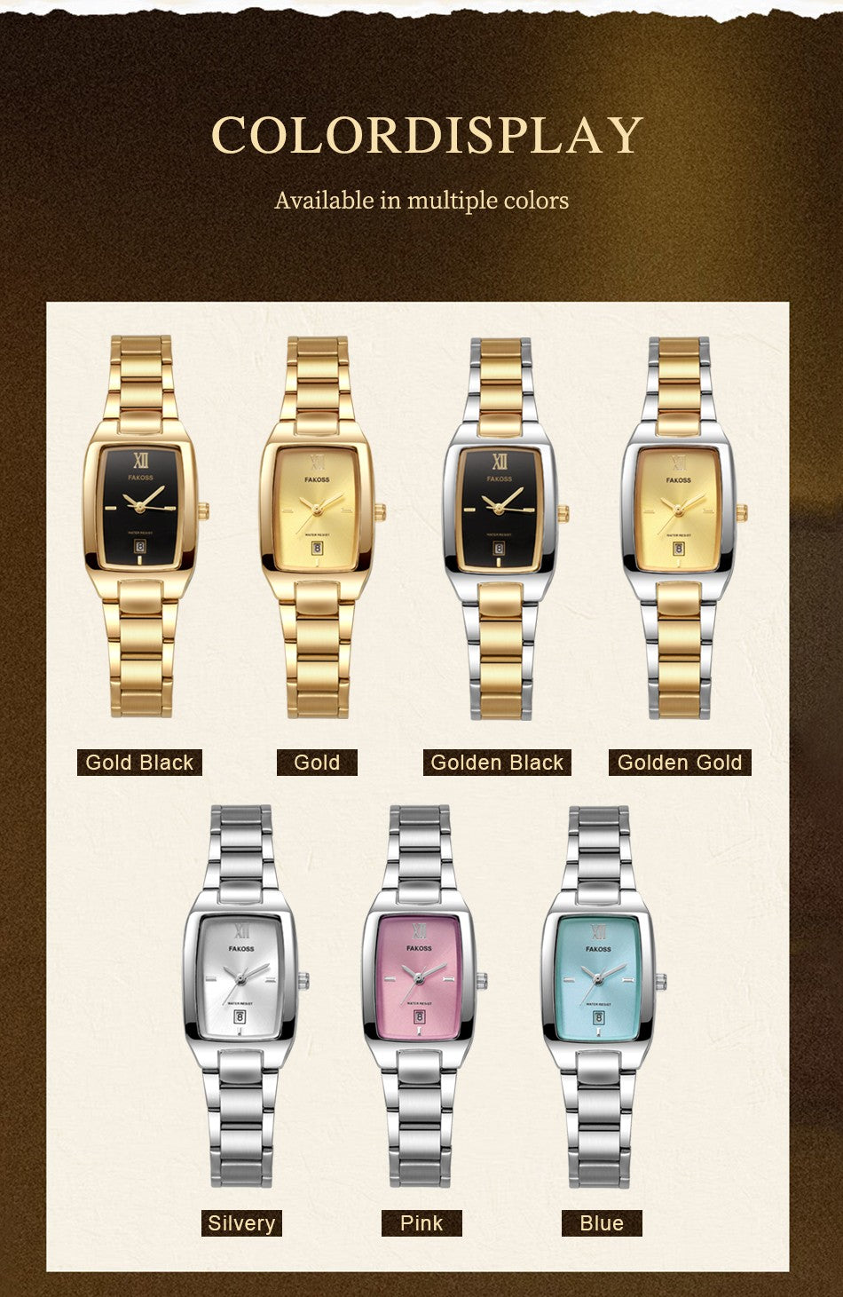 Relógio Feminino WWOOR Luxo Aço Inoxidável com Calendário e 3ATM