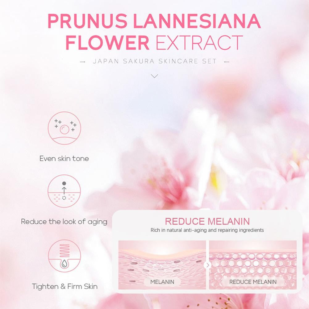 Kit Sakura LAIKOU 3 ou 5 Peças – Cuidados com a Pele, Sérum, Tônico, Creme Facial e Creme para Olhos