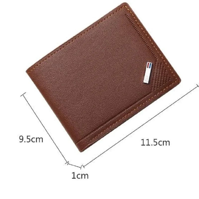 Carteira Masculina Slim em Couro PU Dobrável Minimalista