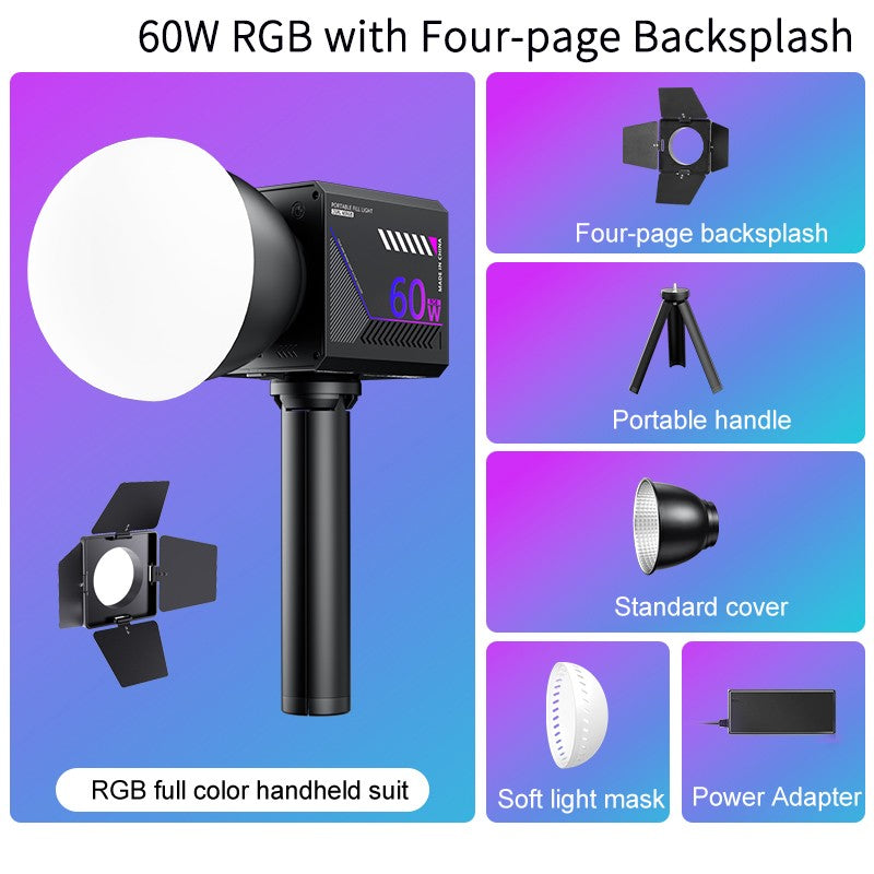 Luz de Vídeo LED RGB Portátil Recarregável 10000mAh para Vlog, Live e Fotos