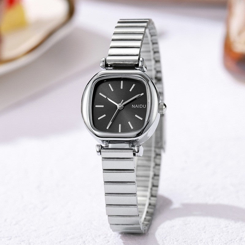 Relógio Feminino Quadrado em Aço Inoxidável – Quartzo Elegante e Minimalista