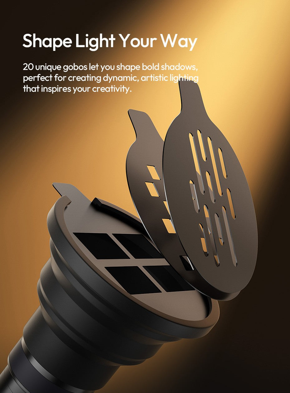 Ulanzi LM01 Luz LED RGB de Projeção com Gobos e Bateria 7500mAh para Vídeo