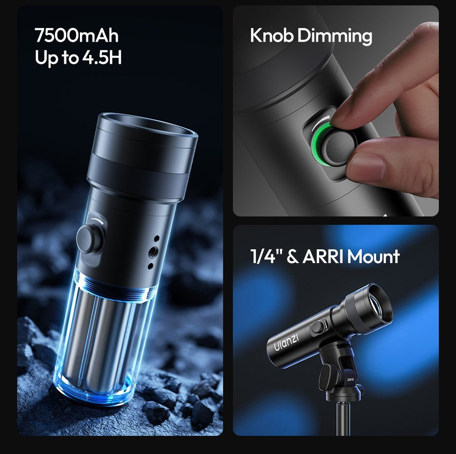 Ulanzi LM01 Luz LED RGB de Projeção com Gobos e Bateria 7500mAh para Vídeo