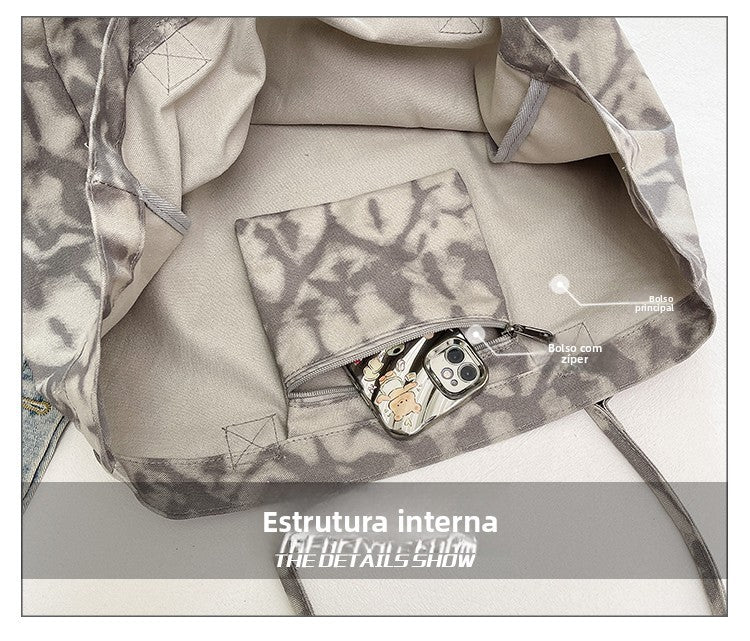 Bolsa Tote de Lona Estilo Japonês 2025 – Casual e Minimalista