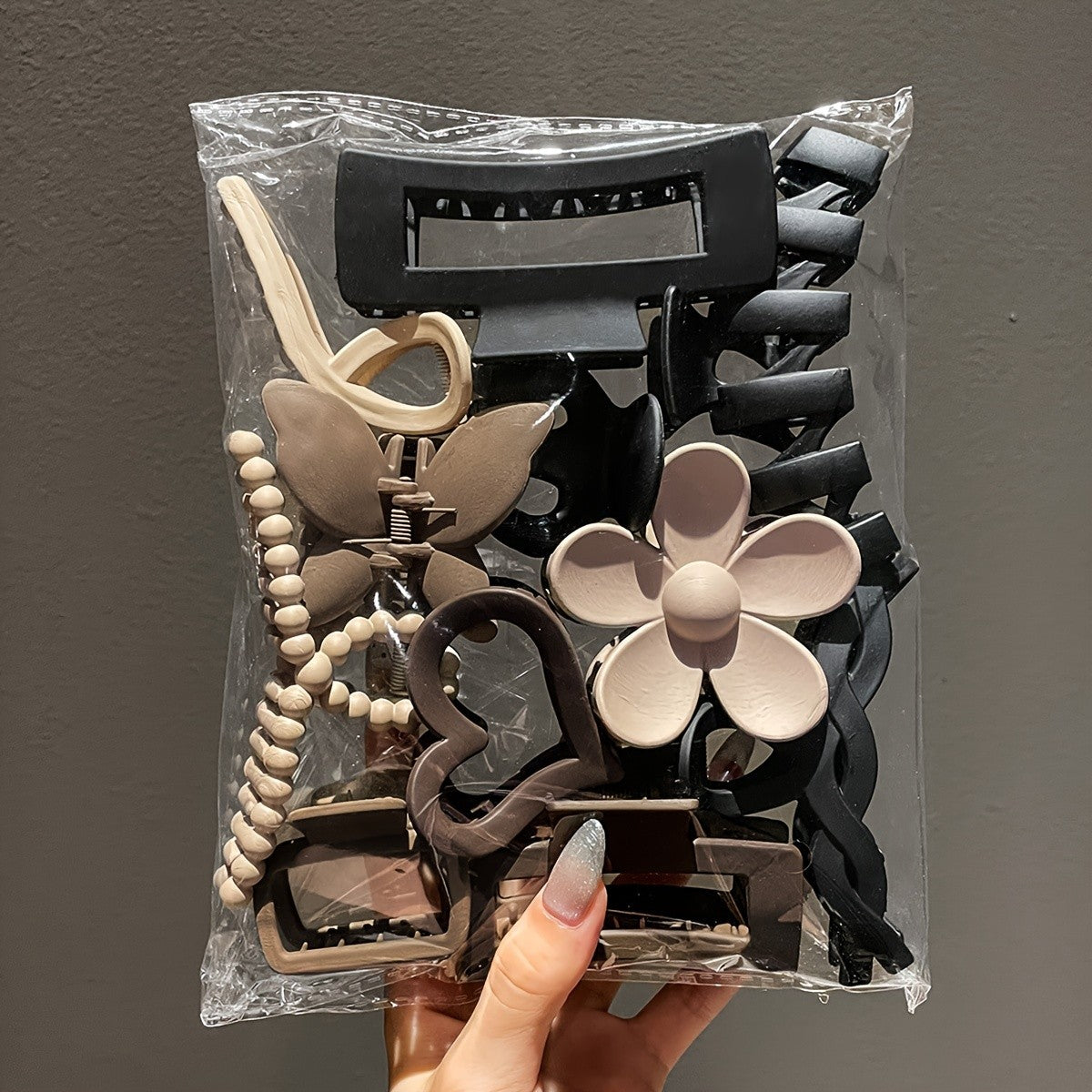 Kit 11 Presilhas de Cabelo Foscas Estilo Garra para Penteados