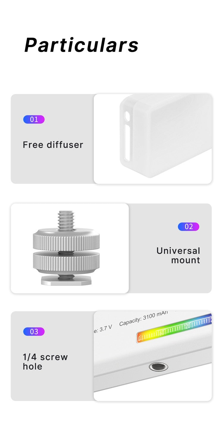 Ulanzi VL120 RGB Luz LED Portátil 2500K–9000K Recarregável para Vídeo e Foto