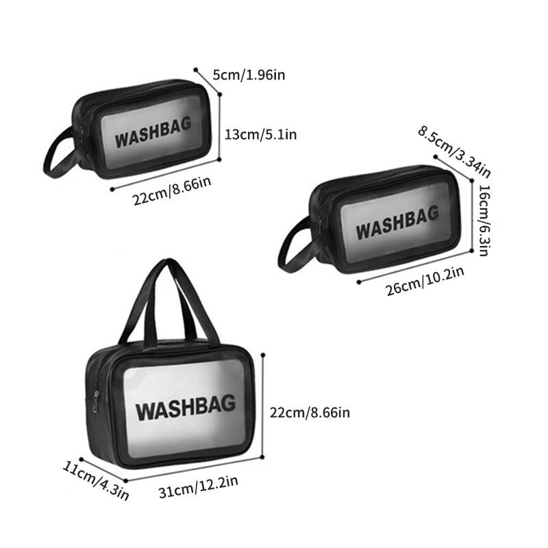 Necessaire Transparente em PVC com Zíper – Porta Maquiagem e Higiene