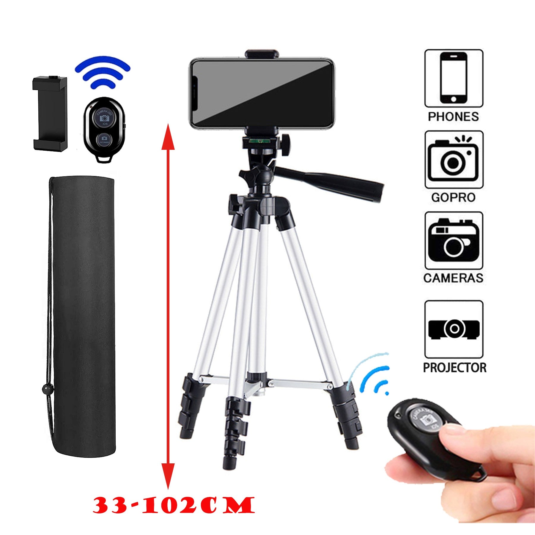 Tripé para Celular 102cm com Controle Bluetooth – Foto e Vídeo