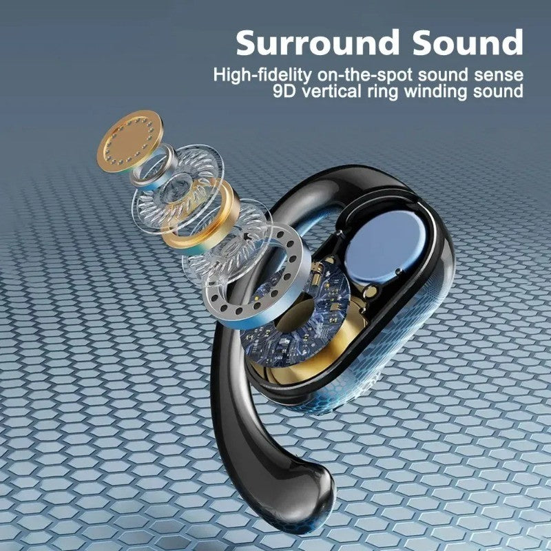 Fone Bluetooth 5.3 Earhook Esportivo com Microfone e Estojo de Carga