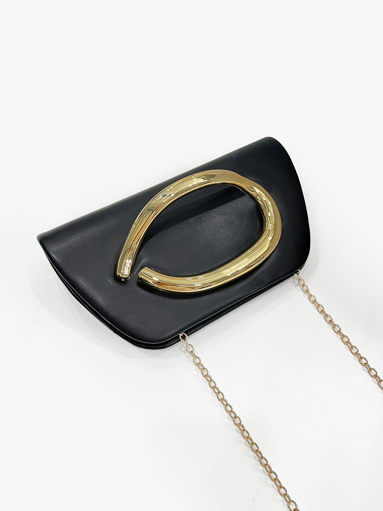 Clutch Feminina Box com Fivela Dourada – Bolsa de Festa Elegante