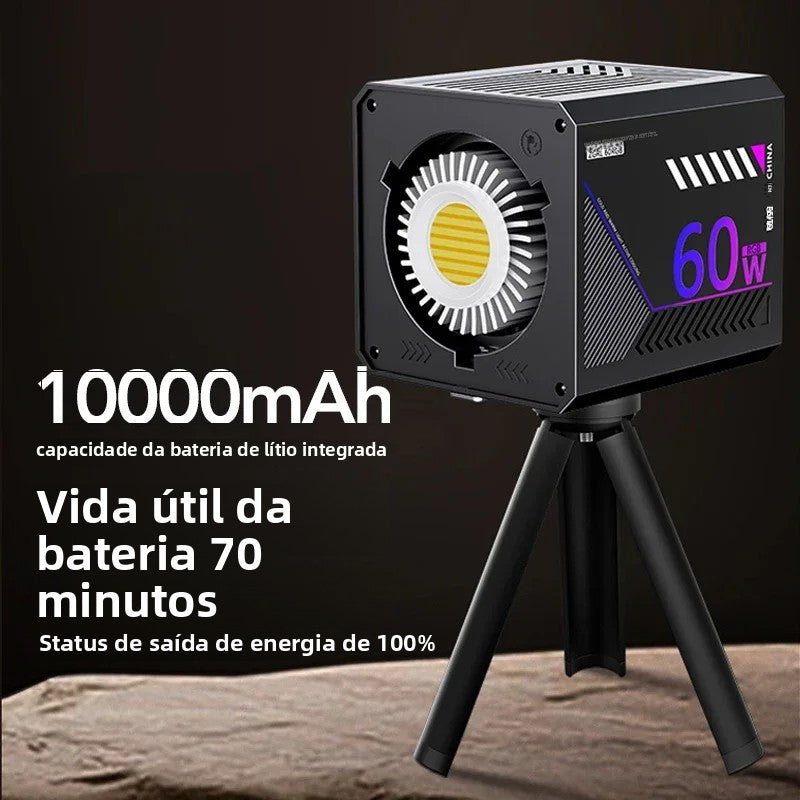 Luz de Vídeo LED RGB Portátil Recarregável 10000mAh para Vlog, Live e Fotos