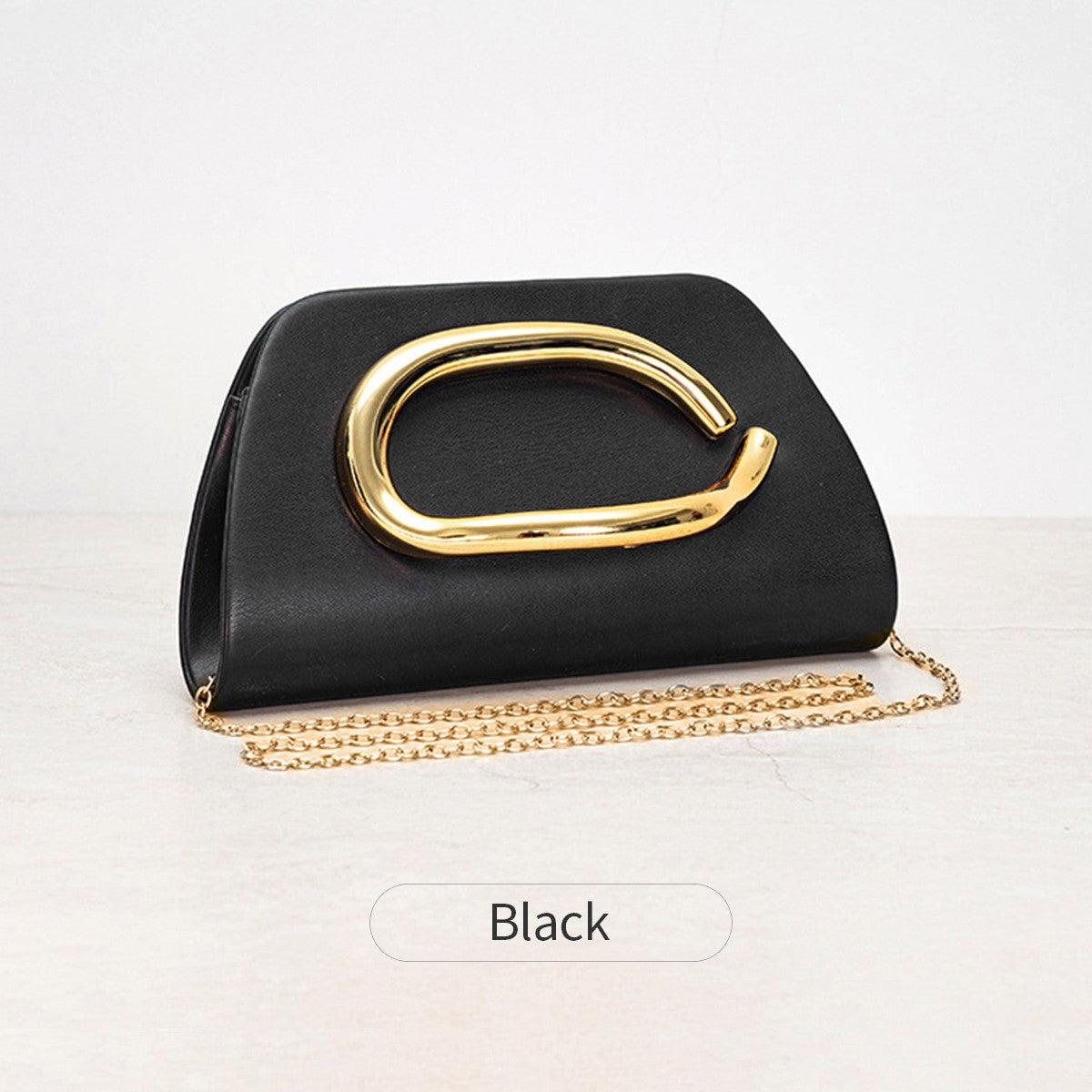 Clutch Feminina Box com Fivela Dourada – Bolsa de Festa Elegante