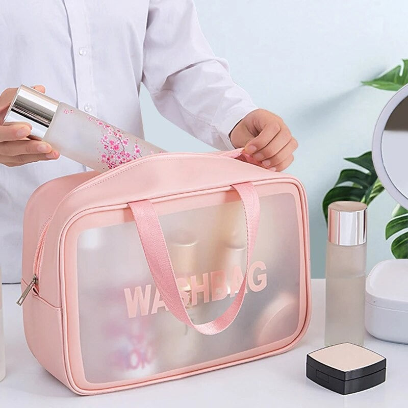 Necessaire Transparente em PVC com Zíper – Porta Maquiagem e Higiene